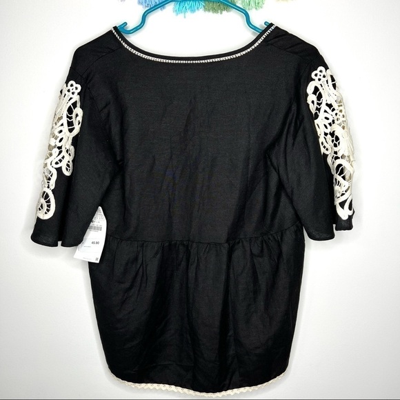 Zara Baby Doll Short Sleeve Blouse with White Embroidery Size Small - Picture 11 of 15